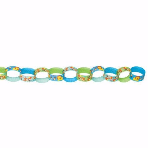 Colorful 50-link garland measuring 3.96m, perfect for decorating nurseries and playrooms with whimsical flair.