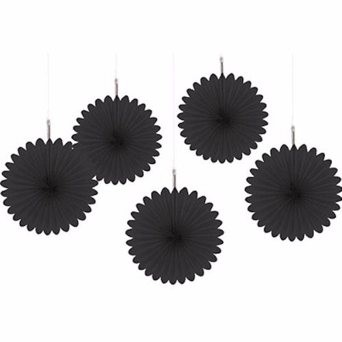 Mini Hanging Fan Decorations Black - Pack of 5