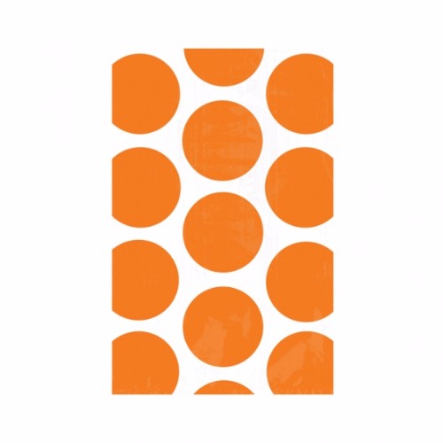 Vibrant orange peel favor bags with white polka dots, eco-friendly, perfect for parties, 18cm x 11cm, pack of 10.