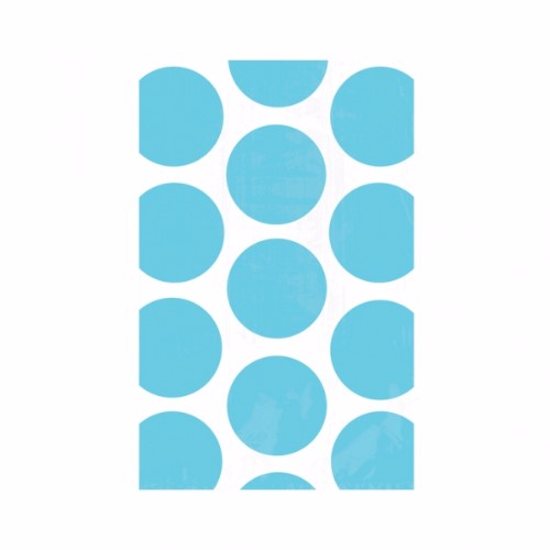 Caribbean blue party bags with white polka dots, pack of 10, perfect for treats and favors at festive occasions.