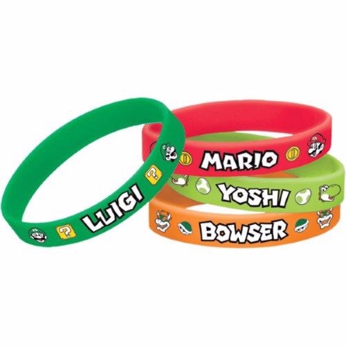 Super Mario Brothers Rubber Bracelet Favors - Pack of 6
