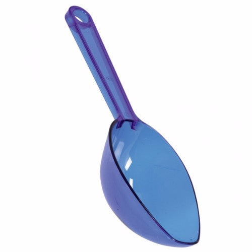 Royal Blue 16cm plastic scoop, perfect for portion control, kitchen use, and gardening, featuring a transparent design.