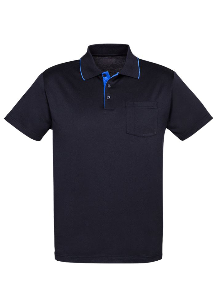 Navy and blue Advatex Mens Swindon Polo in 5XL, featuring breathable fabric and front pocket for comfort and style.