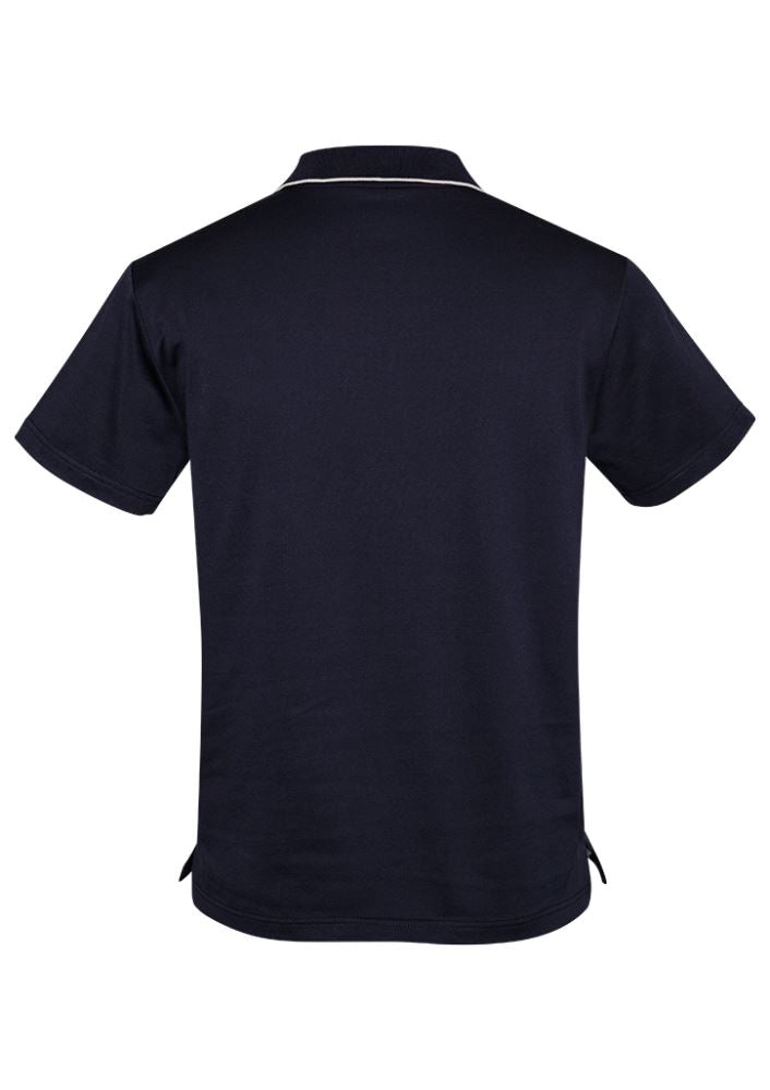 Navy and white Advatex Mens Swindon Polo showcasing a front pocket, ideal for casual outings and comfortable wear.