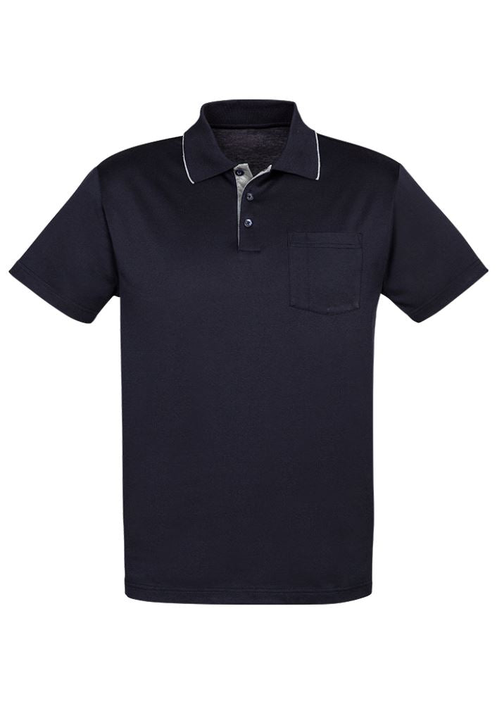 Advatex Men's Swindon Polo in Navy/White, featuring cotton blend fabric, front pocket, and contemporary style for versatile wear.