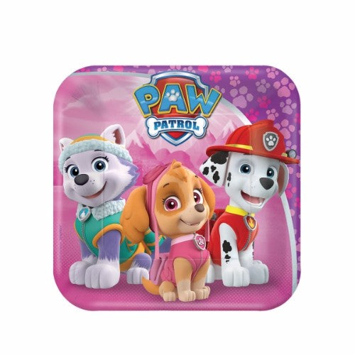 Paw Patrol Girls Luncheon Plates Square - Pack of 8