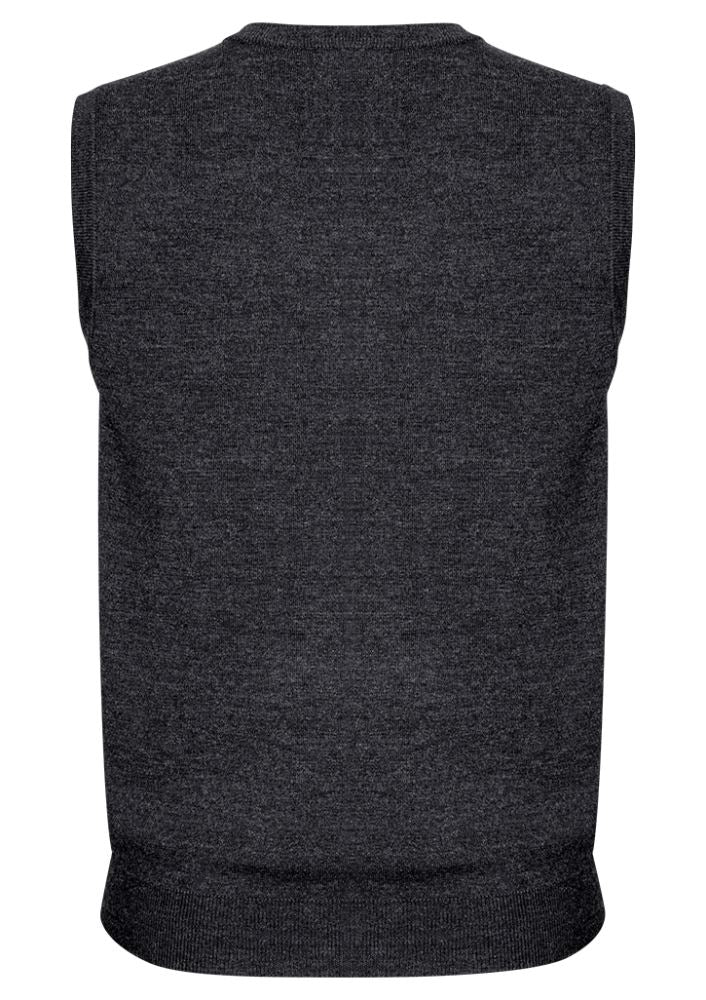 Charcoal wool-acrylic vest for men, size 5XL, featuring contemporary double knit styling for versatile layering.