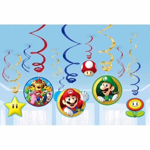 Super Mario Brothers Hanging Swirls Decorations Value Pack
