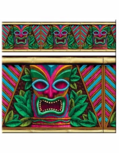 Tiki Scene Setter Border Roll showcasing vibrant tropical designs, perfect for enhancing luau and summer party decor.