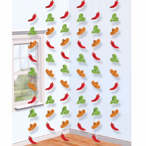 Vibrant 2.1m hanging string decorations in a pack of 6, perfect for adding festive flair to any celebration or gathering.