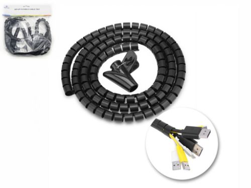 Zip Up Flexible Cable Tidy (6 Units) for organizing and protecting cords, 1.9m length, perfect for home or office use.