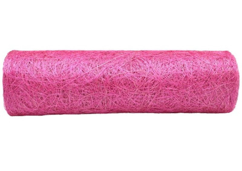 Vibrant shocking pink abaca roll, 48cm x 9m, eco-friendly, perfect for creative gift wrapping and decor.