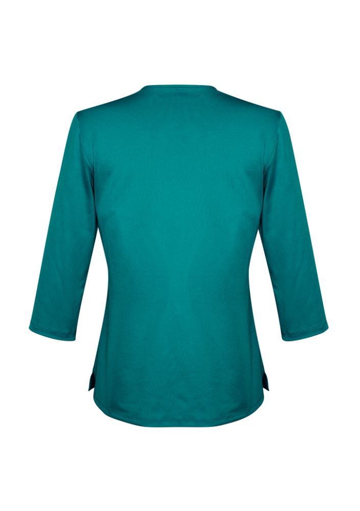 Advatex Ladies Abby 3/4 Sleeve Knit Top in Dynasty Green, featuring a keyhole front and semi-fitted style for versatile wear.