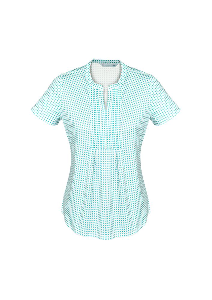 Advatex Ladies Sandy Linear Pleat Knit Top in Dynasty Green, size 8, featuring open neck and pleat front for elegant style.