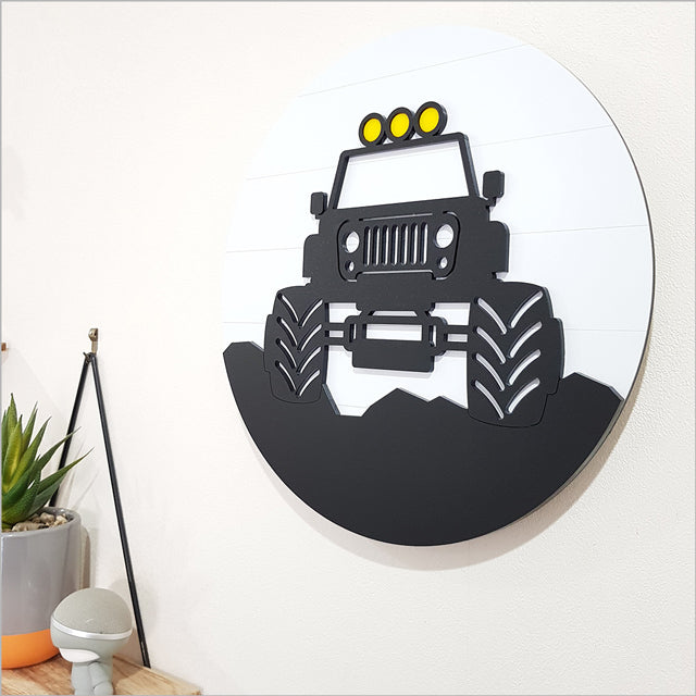 ACM Circle Wrangler wall art, 30cm diameter, modern design perfect for nursery or bedroom decor, easy to hang.