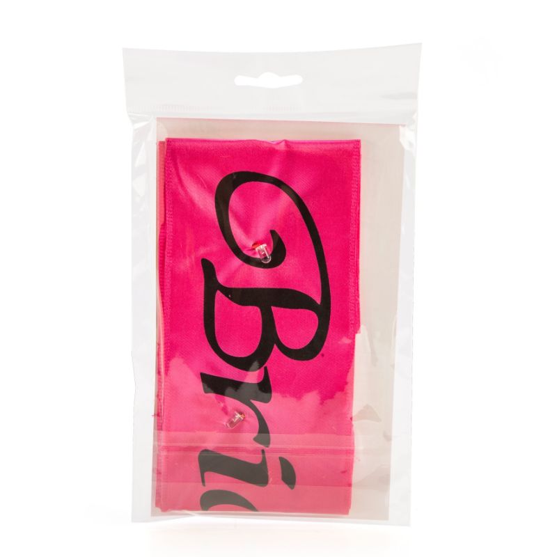 Hot pink bridesmaid sash with LED lights, featuring bold black text, perfect for bridal celebrations and Hens Night parties.
