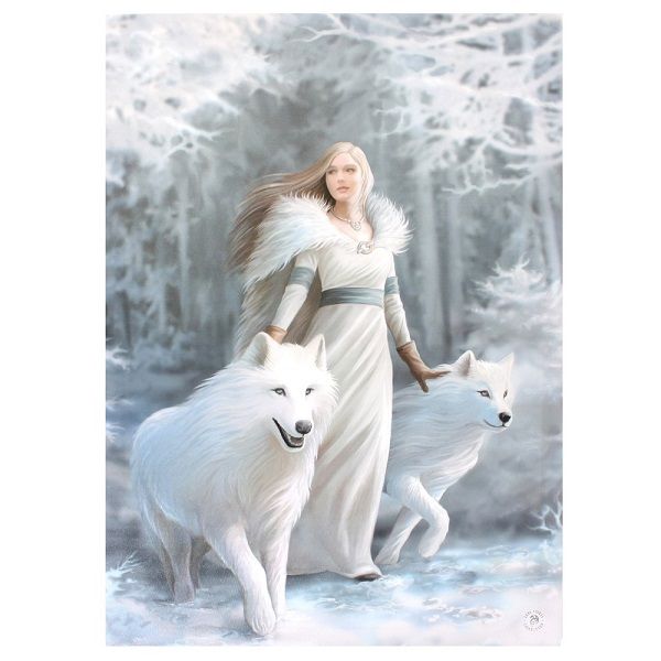 Canvas wall art featuring Anne Stokes' enchanting Winter Guardian design, perfect for adding seasonal charm to any space.
