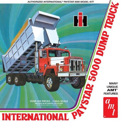 1/25 scale IH Paystar 5000 Dump Truck model kit with 300+ parts, steerable front, and fully operational dump body.
