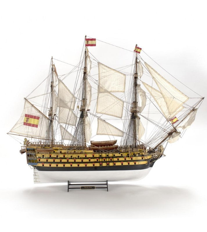 Detailed wooden model of the Santa Ana ship from 1805, perfect for collectors and ship modeling enthusiasts.