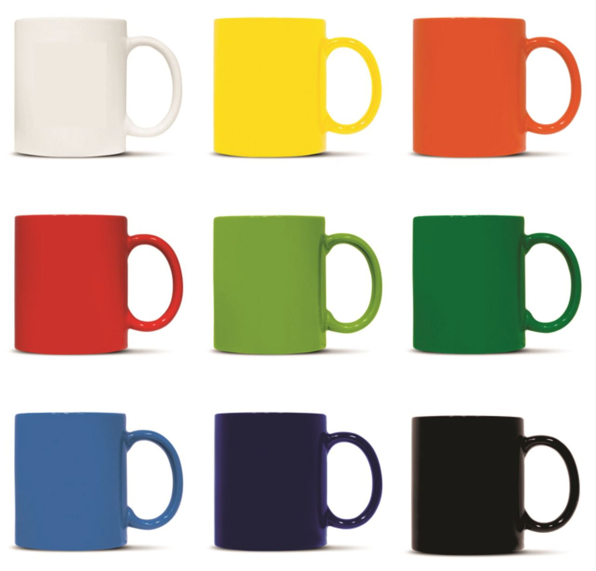 Set of 10 Arabica Coffee Mugs in 9 vibrant colors, crafted from durable stoneware with a white interior for stylish sipping.