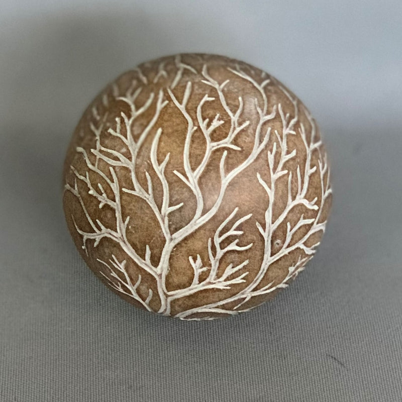 Brown Tree of Life ball ornament (10cm) reflecting nature's beauty, ideal for holiday decor and sustainable living.