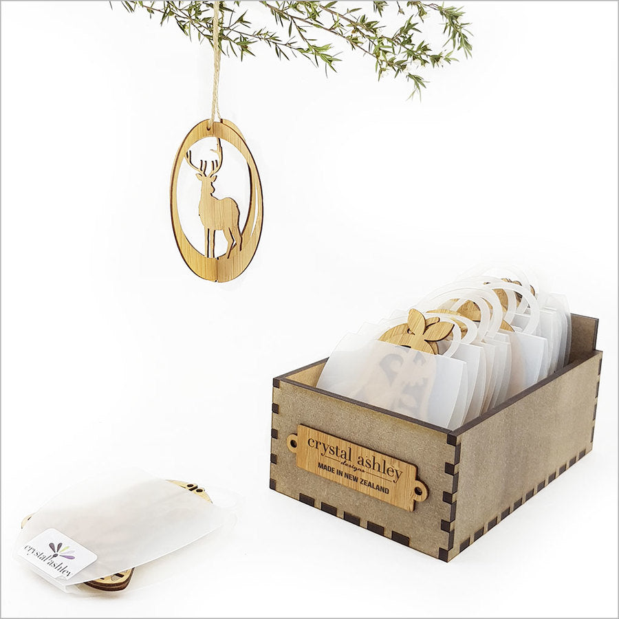 Elegant bamboo Stag Ornament, 75 x 100 mm, perfect for indoor/outdoor decor and a sustainable gift for nature lovers.