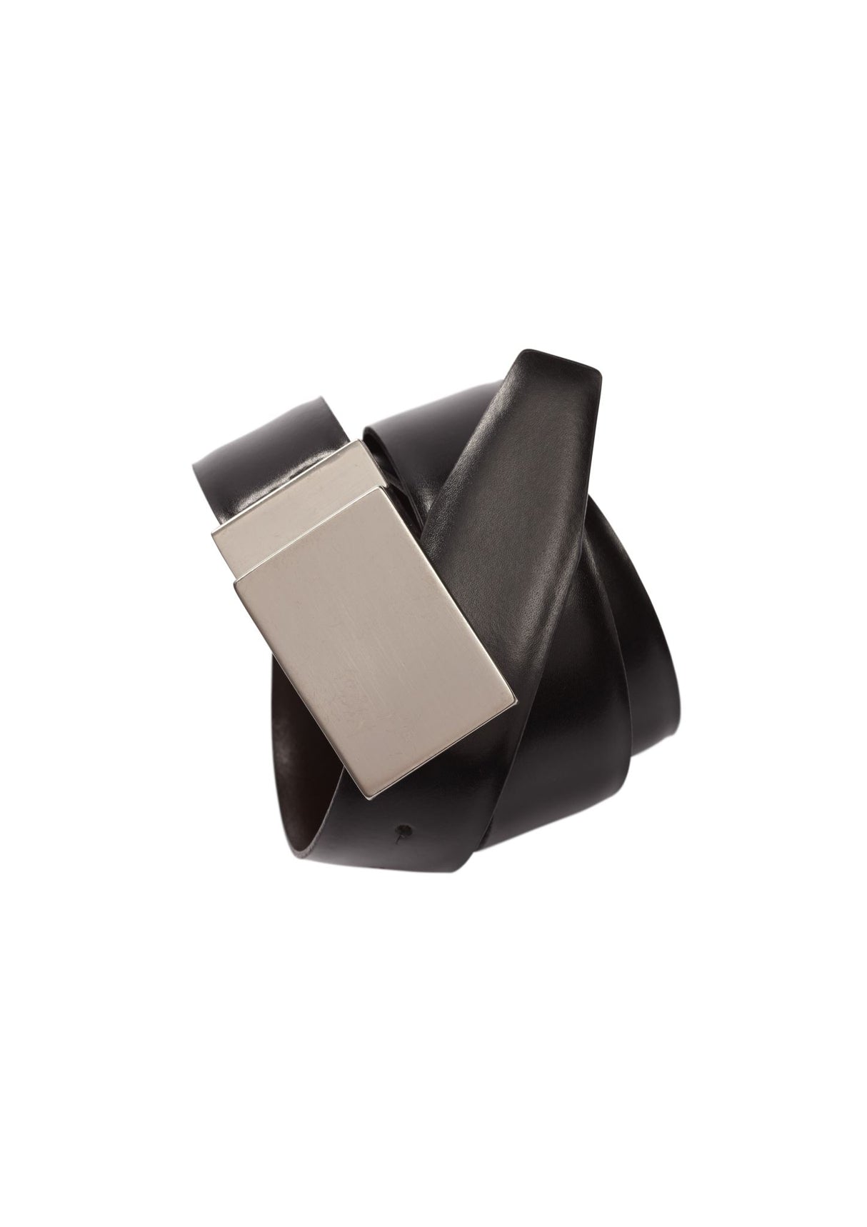 Men's black corporate belt with silver buckle, reversible design for versatile styling, size 97 from Biz Collection.