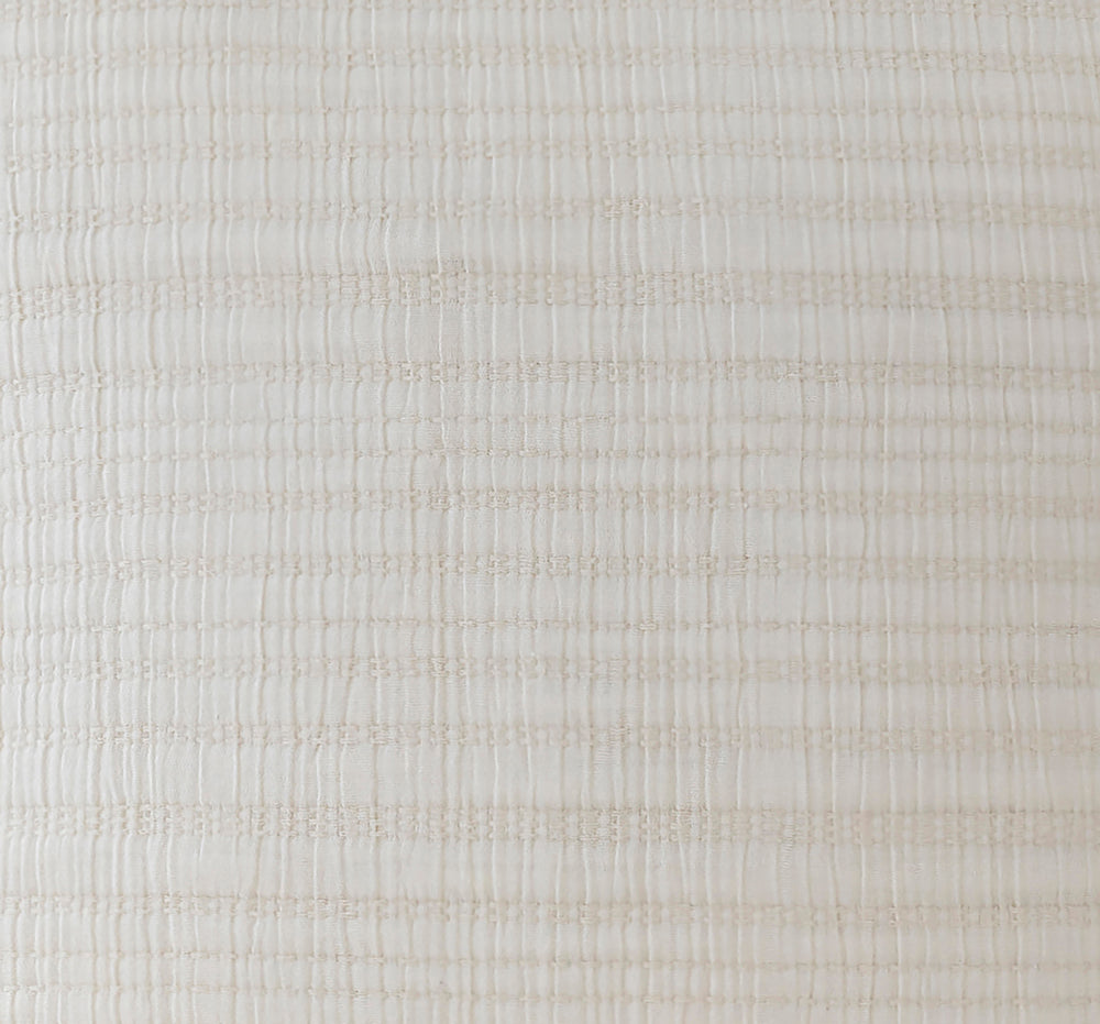 Elegant stone queen quilt cover set featuring quilted cotton jacquard and soft cream percale reverse for versatile year-round use.