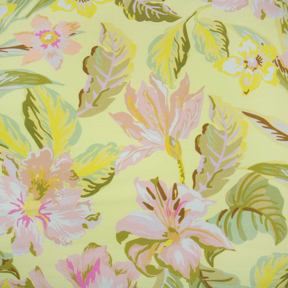 Vibrant pink and yellow tropical floral quilt cover set by Bambury, includes one cover and two pillowcases, 100% cotton.