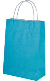 Vibrant blue paper carry bags, medium size 290mm x 200mm, eco-friendly and durable, ideal for retail use.