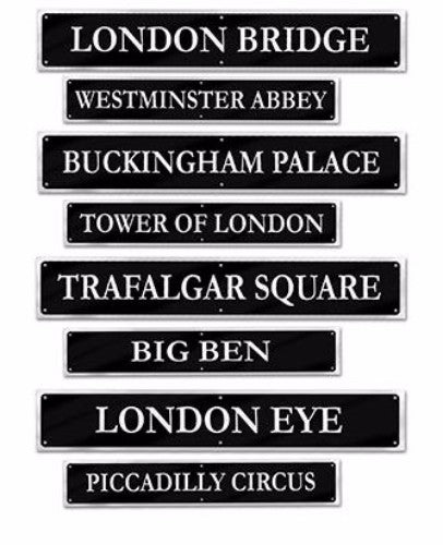 British Street Signs Cutouts - Pack of 4