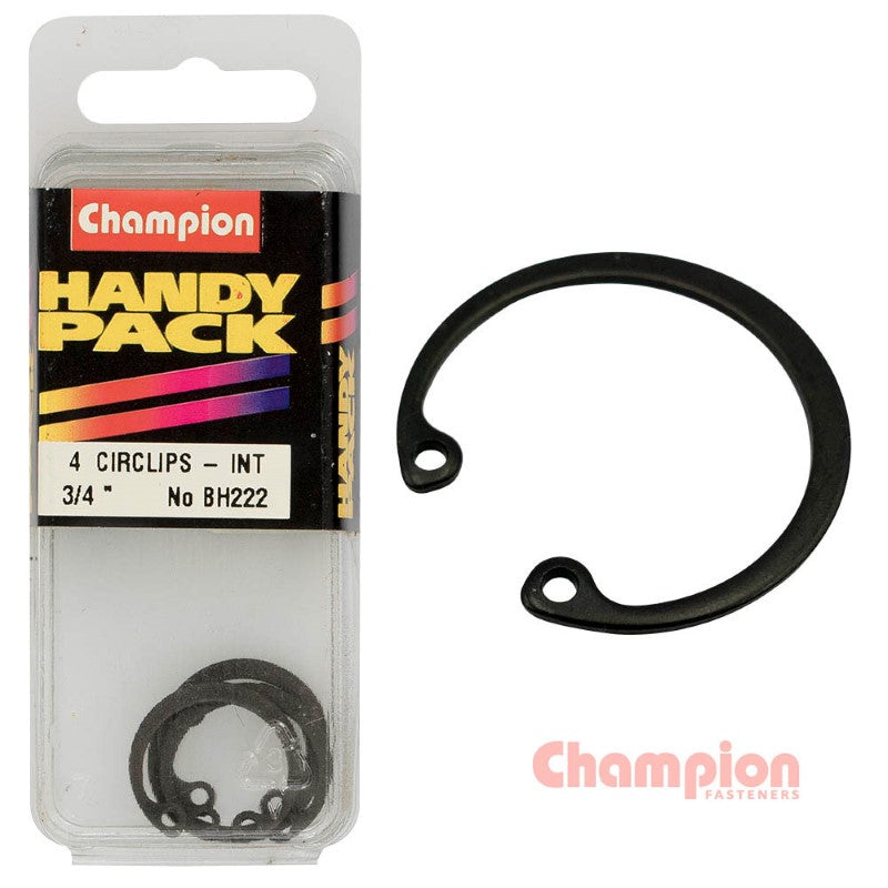 Champion Circlips - Internal Shaft - 3/4in: Durable circlips ensuring secure internal shaft assembly, pack of four for various applications.
