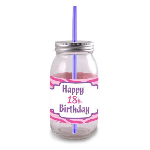 Elegant 18th birthday cocktail jar, 450ml, perfect for cocktails and as a decorative gift for celebrating adulthood.