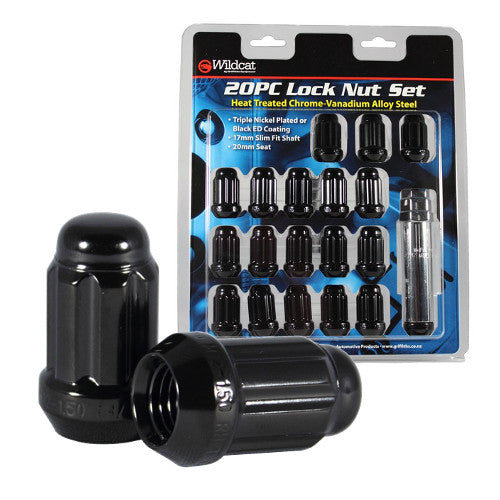 Lock Nut Set Thin Shaft Pack 20 Black - 1.5 (Wildcat)