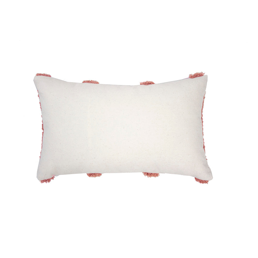 Sedona Rectangle Cushion in Clay features geometric embroidery and tufting, perfect for adding comfort and style to any space.