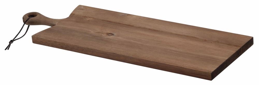 Elegant wooden serving board, 60cm x 20cm, perfect for cheeses and charcuterie, adding rustic charm to any dining occasion.