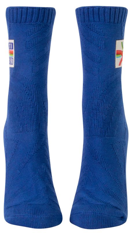 Blue Q Tag Socks - Multitaskmaster: Comfortable, quirky socks made from organic cotton with playful tag details for small/medium sizes.