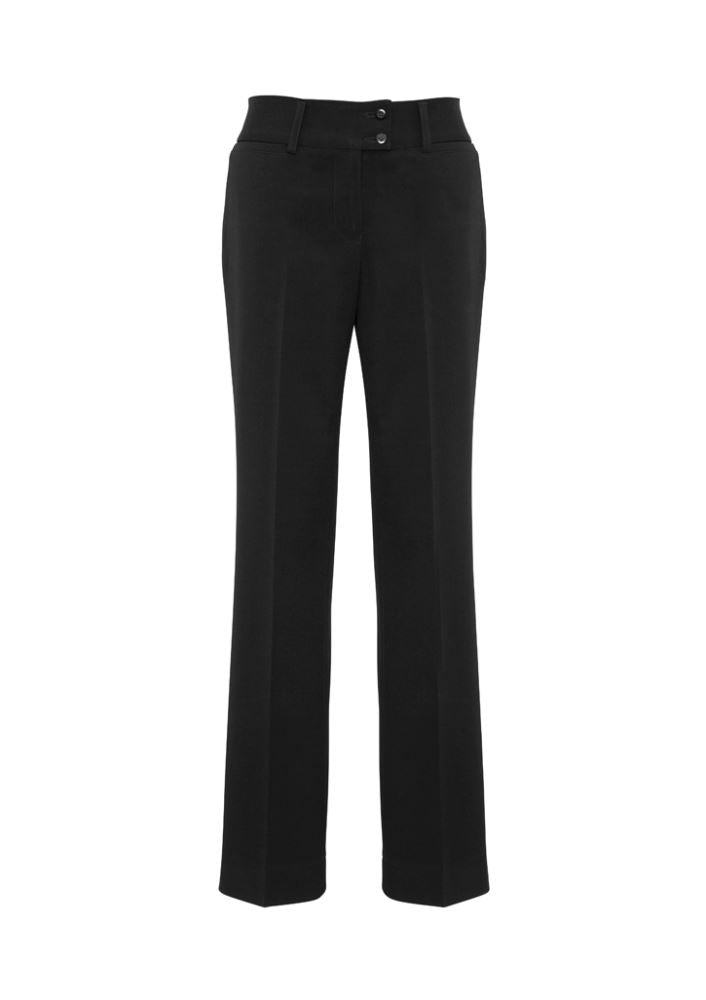Ladies Stella Perfect Pant in Black, size 16, featuring 4-way stretch fabric, mid-rise waist, and classic straight leg design.