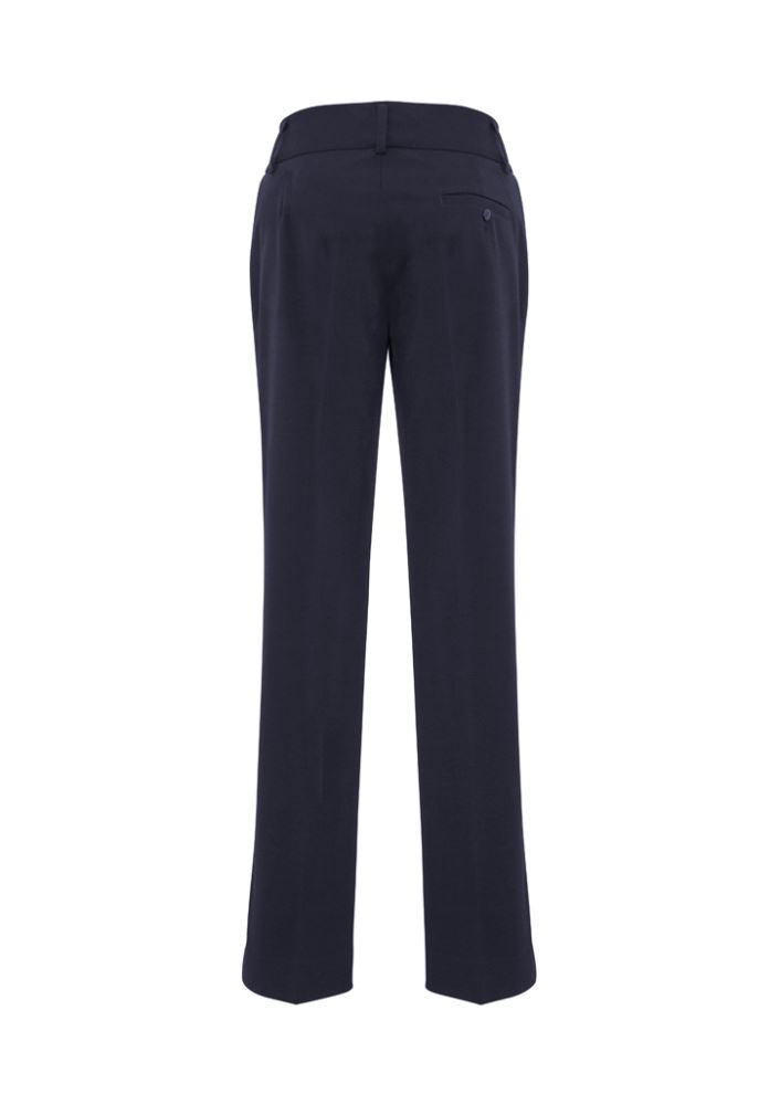 Ladies Stella Perfect Pant in navy, size 8, featuring 4-way stretch, mid-rise design, and classic straight leg shape.