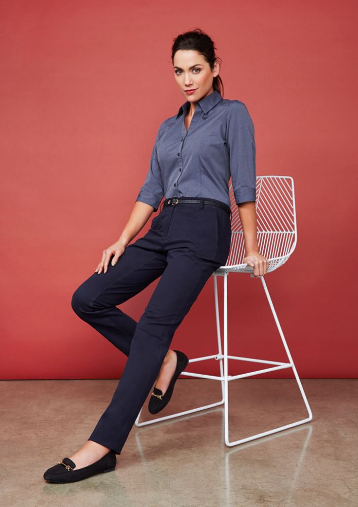 Ladies Lawson Chino Pant in Dark Stone, size 16, featuring a mid-rise fit, tapered leg, and four pockets for essentials.