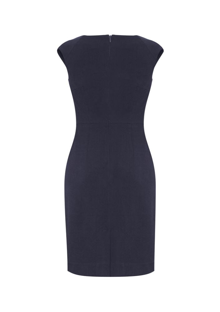 Navy Ladies Audrey Dress, Size 16, featuring 4-way stretch fabric and elegant seam detailing for a flattering fit.