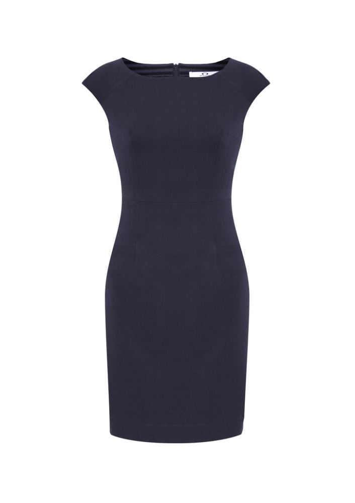 Ladies Audrey Dress in Navy, Size 8 - a stylish, comfortable shift dress with stretch fabric and flattering angled seams.