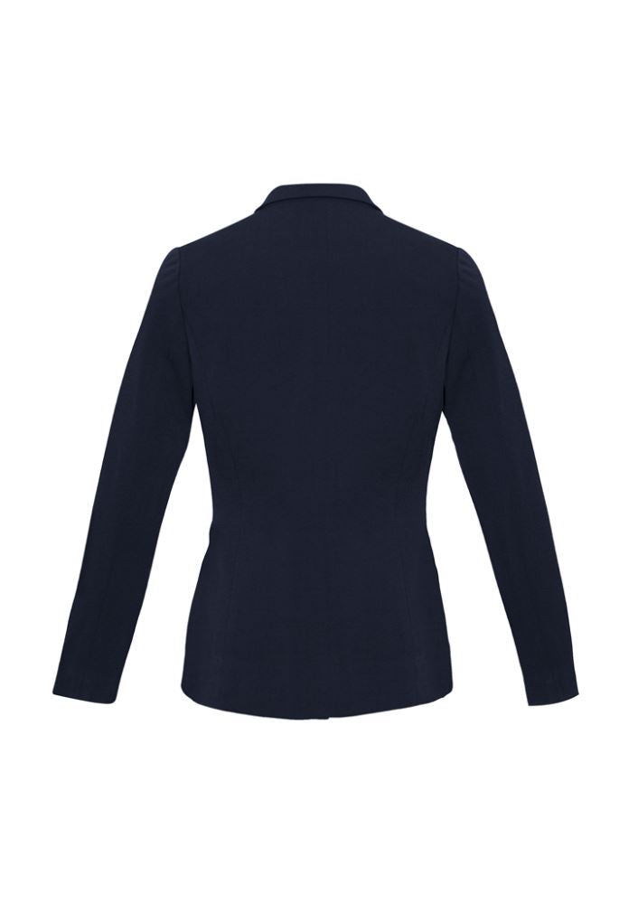 Navy Ladies Bianca Jacket, Size 20, featuring a single button, notched lapel, and 4-way stretch fabric for comfort and style.
