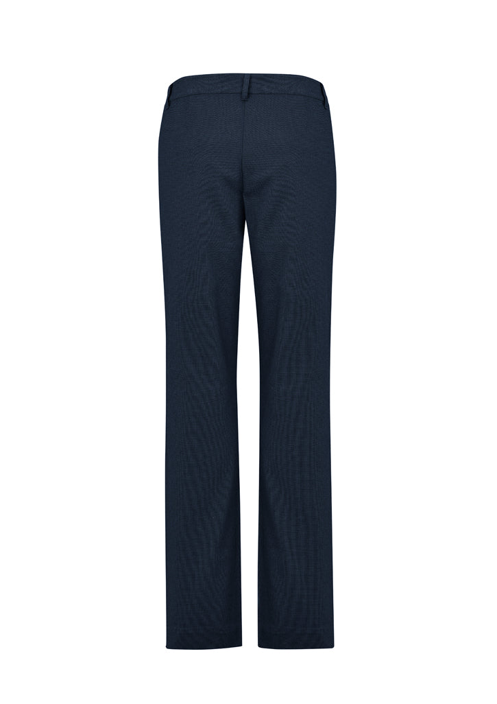 Ladies Barlow Pant in navy, size 14, featuring a modern mid-rise fit, tapered leg, and functional side pockets.