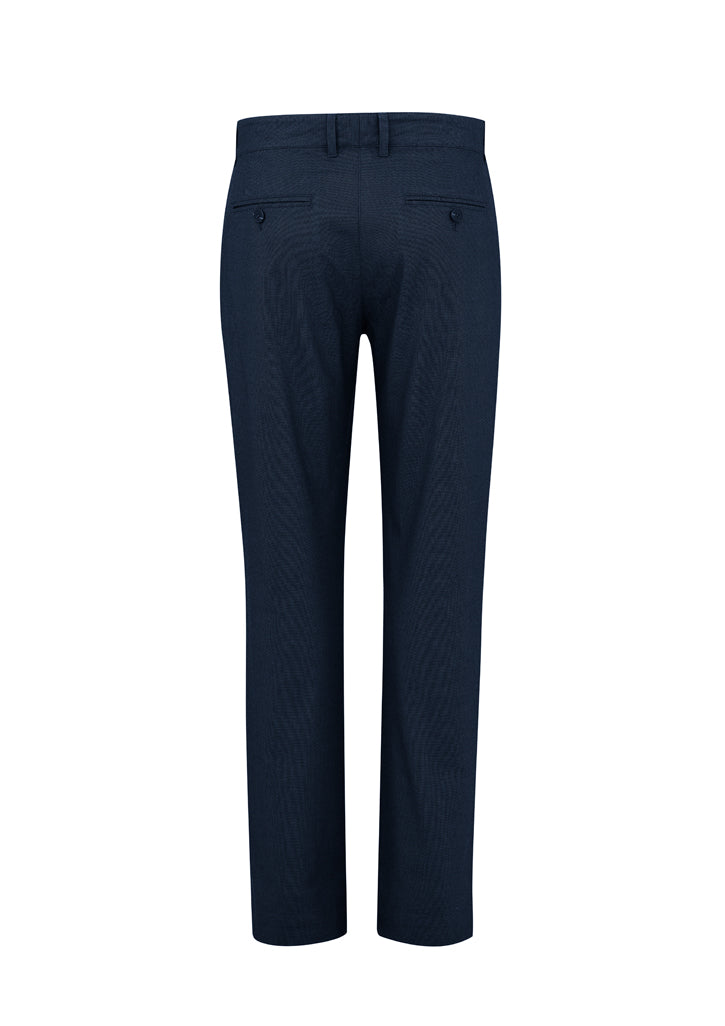 Navy Barlow Pants for men, size 77, featuring a mid-rise fit, tapered legs, pockets, and stretch fabric for comfort.