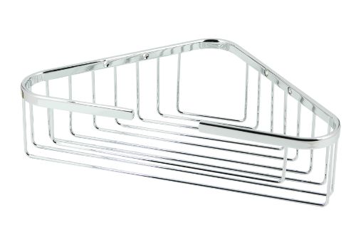 Large chrome-plated corner basket for bathroom or kitchen organization, 260mm x 260mm, stylish and space-saving.