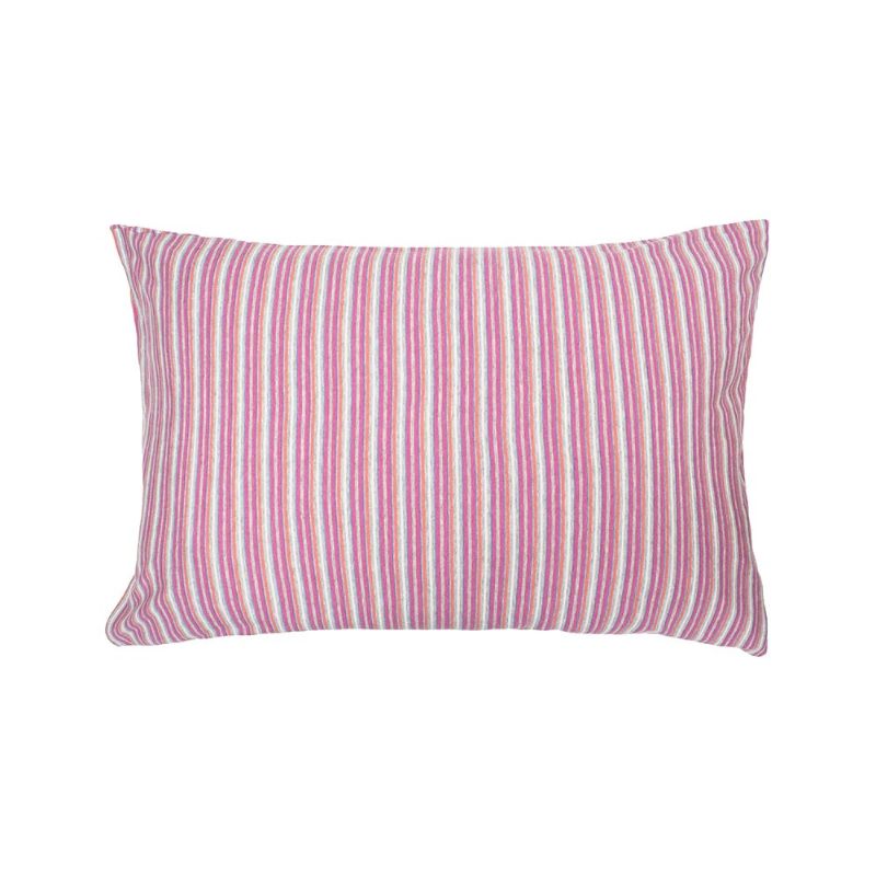 Bambury Dahlia Stripe Double Duvet Cover Set in pink, 100% cotton, soft and breathable for year-round comfort.