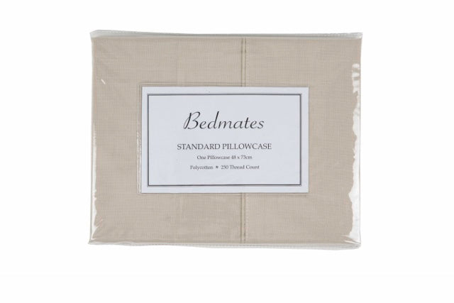 Oyster-colored polyester cotton pillowcase, smooth 250TC fabric, perfect for enhancing sleep comfort and bedroom decor.