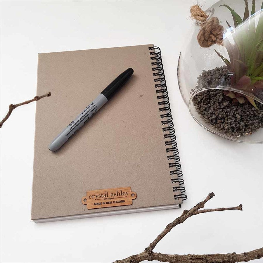 Kiwiana Black Journal featuring a King Fisher on koru, perfect for creativity and capturing inspiration in A5 format.