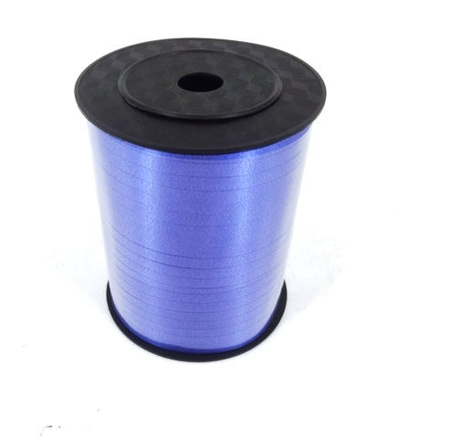 Blue curling ribbon roll, 5mm wide and over 450 meters long, ideal for crafting, gift-wrapping, and decorations.
